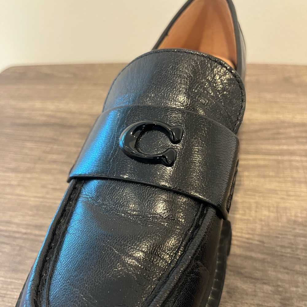 NEW Coach Leah Loafer Black Leather Loafers Size. 7 - Picture 4 of 11